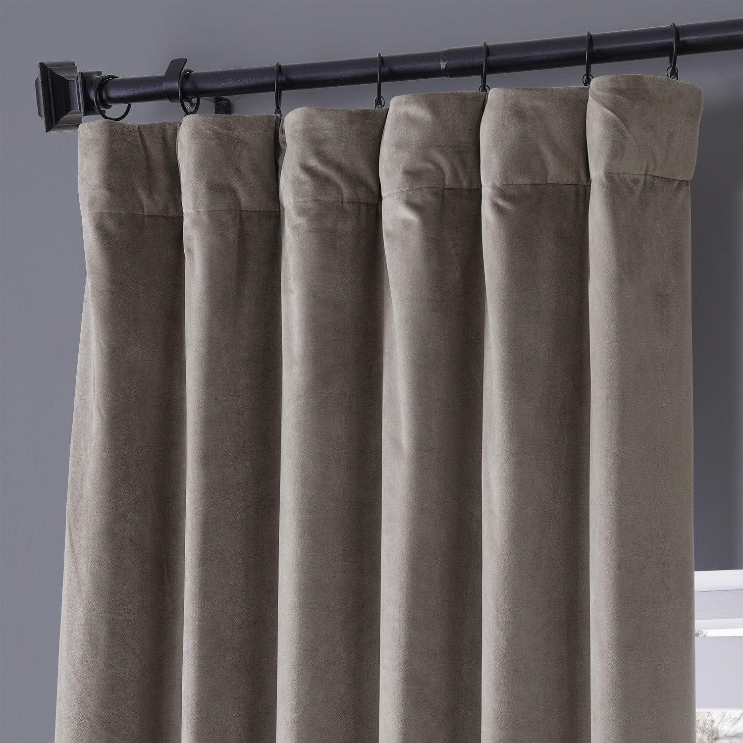 Library Taupe Signature Plush Velvet Hotel Blackout Curtain
