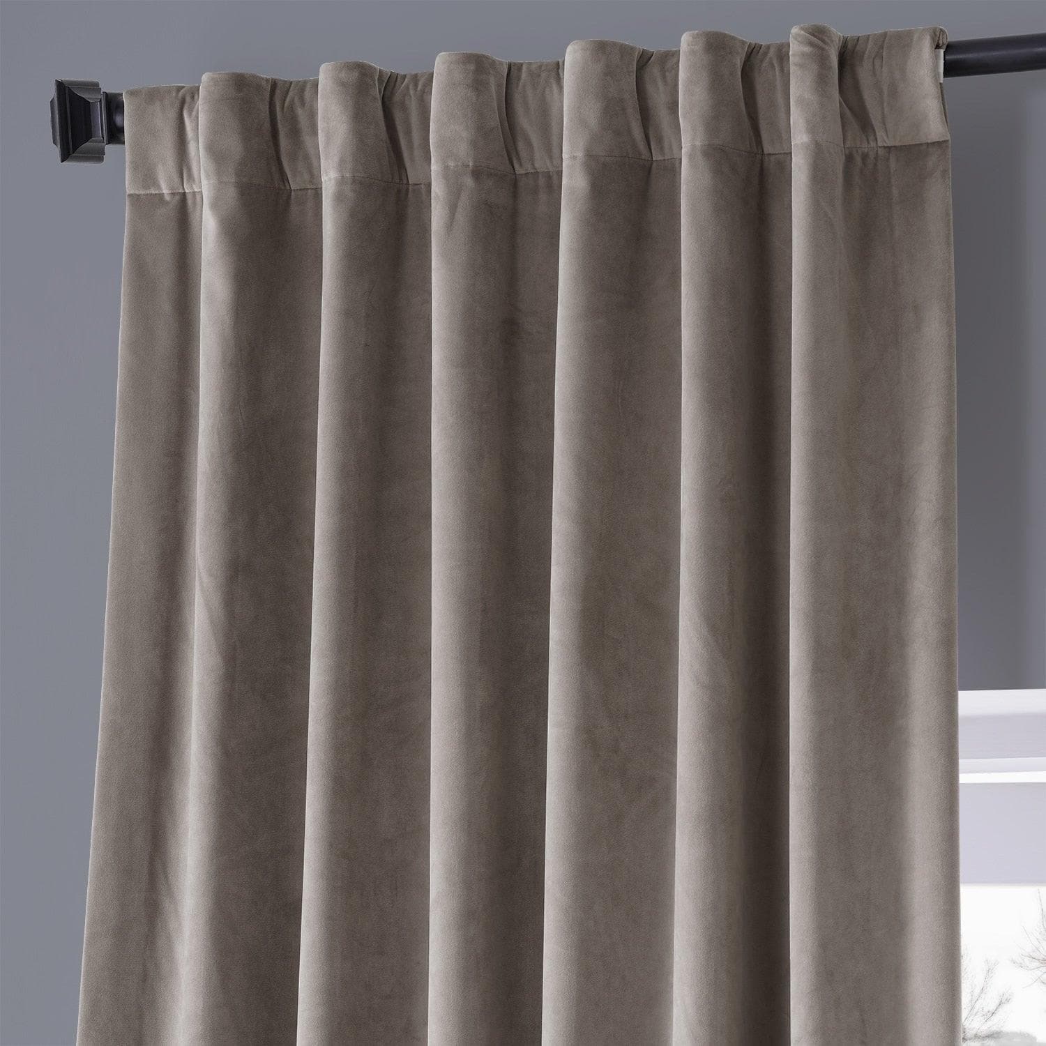 Library Taupe Signature Plush Velvet Hotel Blackout Curtain