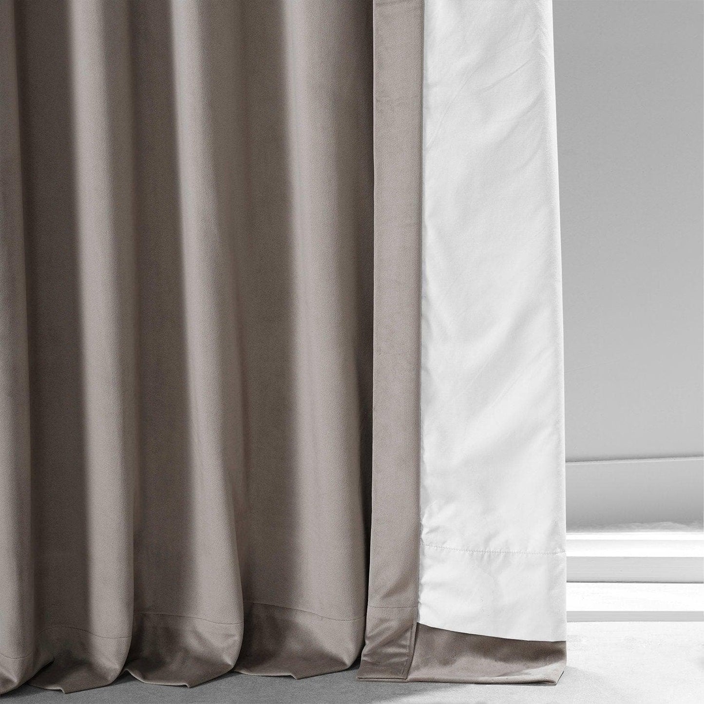 Library Taupe Signature Plush Velvet Hotel Blackout Curtain