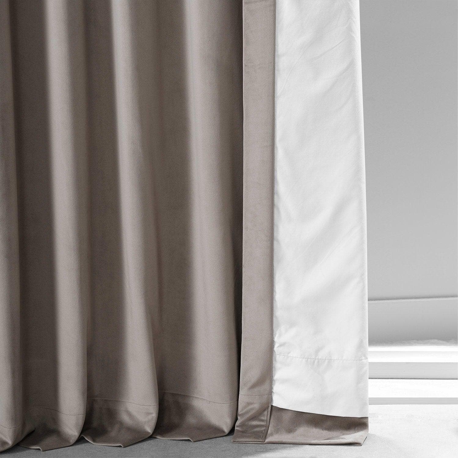 Library Taupe Signature Plush Velvet Hotel Blackout Curtain