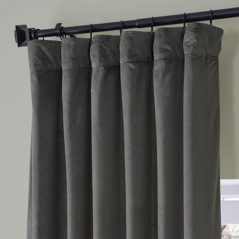 Nightlife Grey Signature Plush Velvet Hotel Blackout Curtain