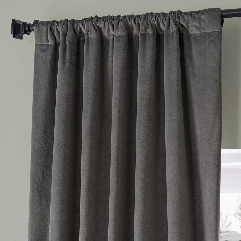 Nightlife Grey Signature Plush Velvet Hotel Blackout Curtain