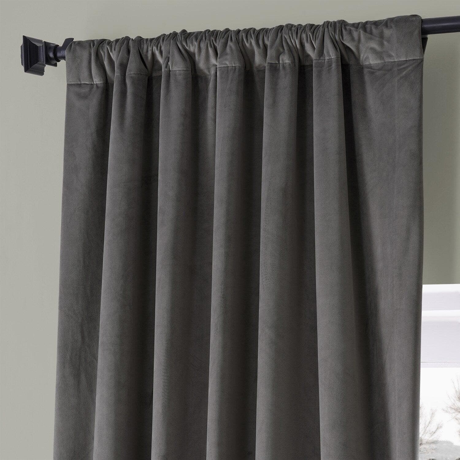 Nightlife Grey Signature Plush Velvet Hotel Blackout Curtain