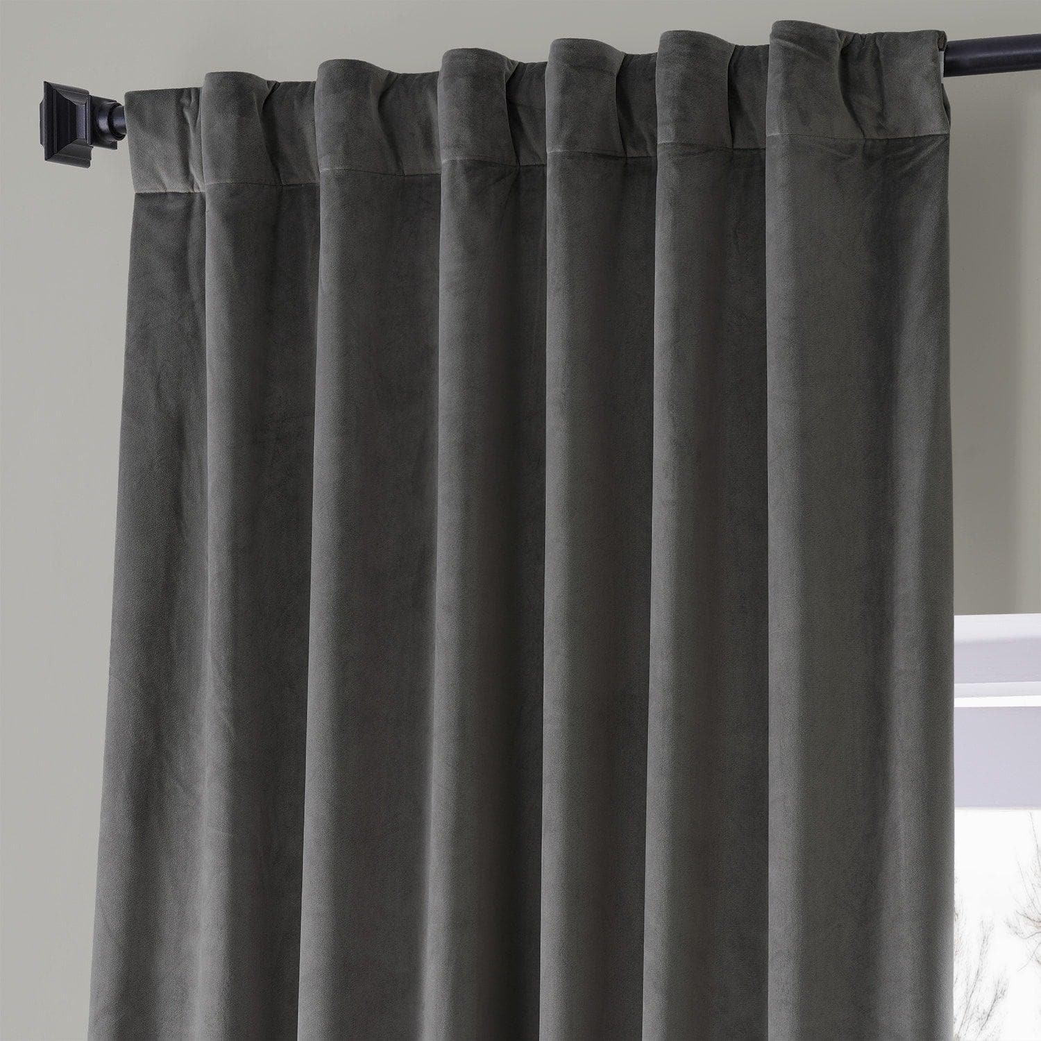 Nightlife Grey Signature Plush Velvet Hotel Blackout Curtain