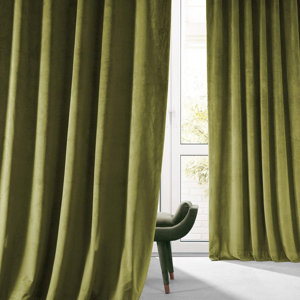 Jalapeno Green Signature Plush Velvet Hotel Blackout Curtain - HalfPriceDrapes.com