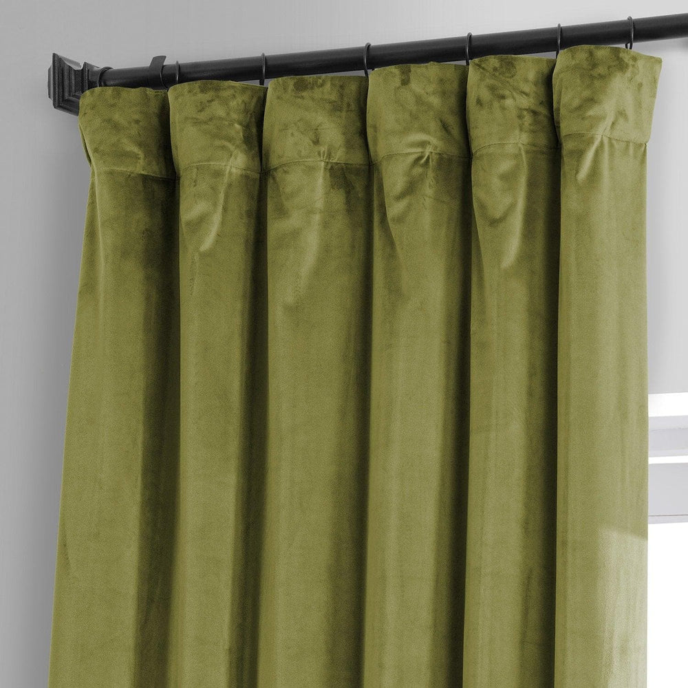 Jalapeno Green Signature Plush Velvet Hotel Blackout Curtain - HalfPriceDrapes.com