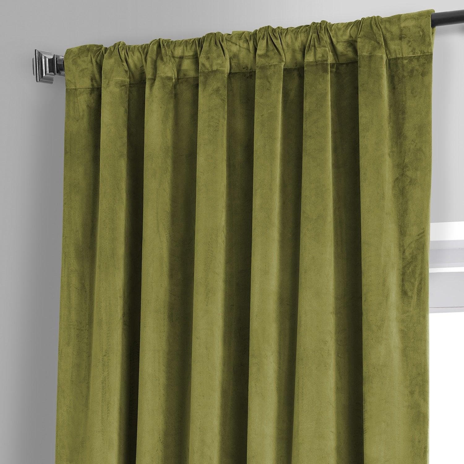 Jalapeno Green Signature Plush Velvet Hotel Blackout Curtain - HalfPriceDrapes.com