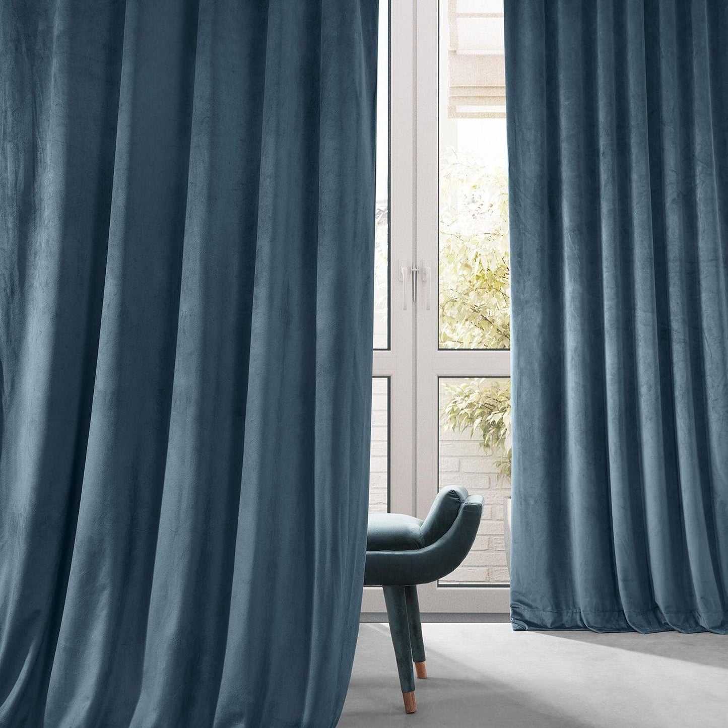 Oxford Blue Signature Plush Velvet Hotel Blackout Curtain