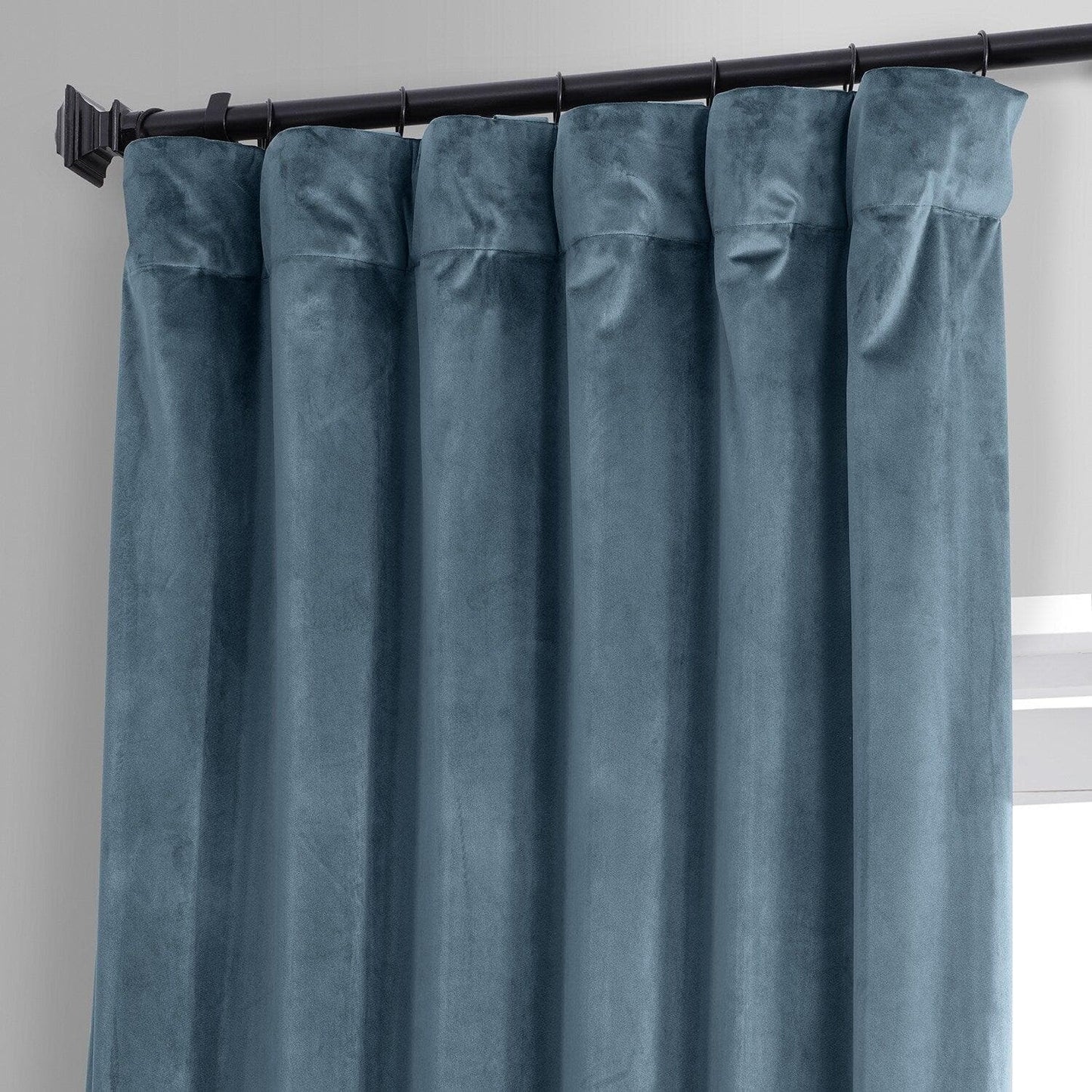 Oxford Blue Signature Plush Velvet Hotel Blackout Curtain