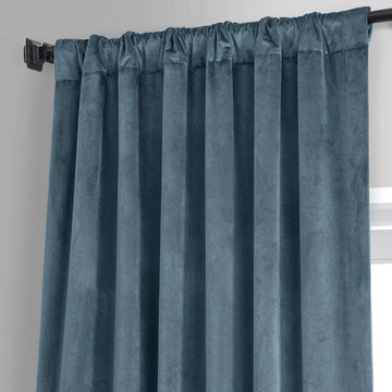 Oxford Blue Signature Plush Velvet Hotel Blackout Curtain