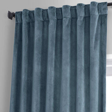 Oxford Blue Signature Plush Velvet Hotel Blackout Curtain