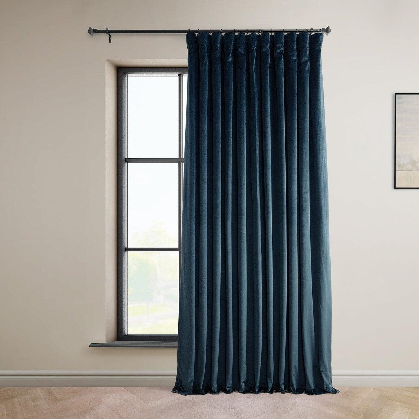 Varsity Blue Extra Wide Signature Plush Velvet Hotel Blackout Curtain