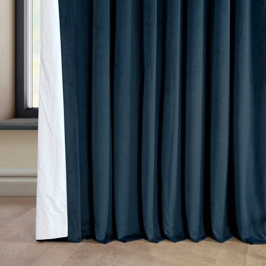 Varsity Blue Extra Wide Signature Plush Velvet Hotel Blackout Curtain