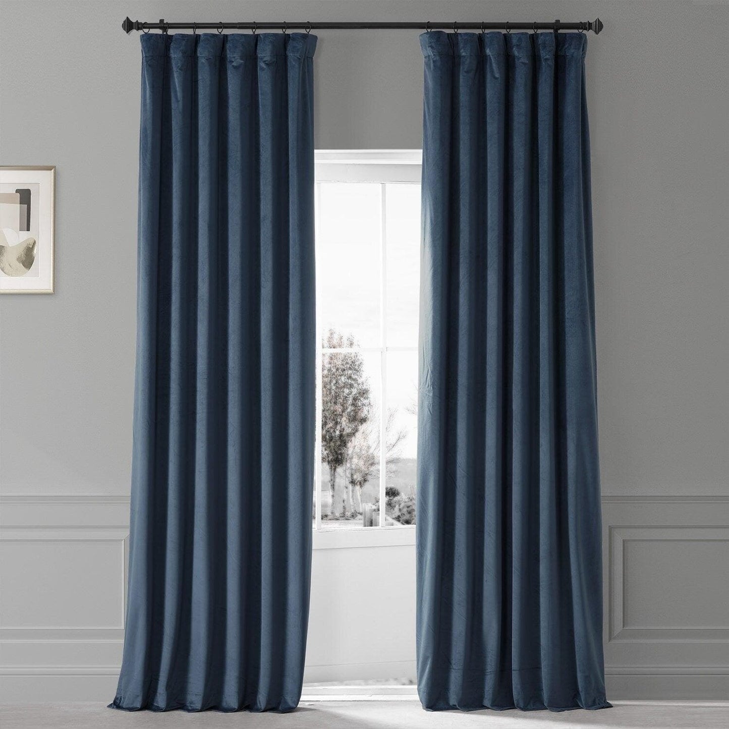 Varisty Blue Signature Plush Velvet Hotel Blackout Curtain