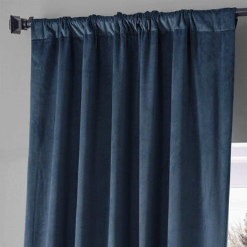 Varisty Blue Signature Plush Velvet Hotel Blackout Curtain