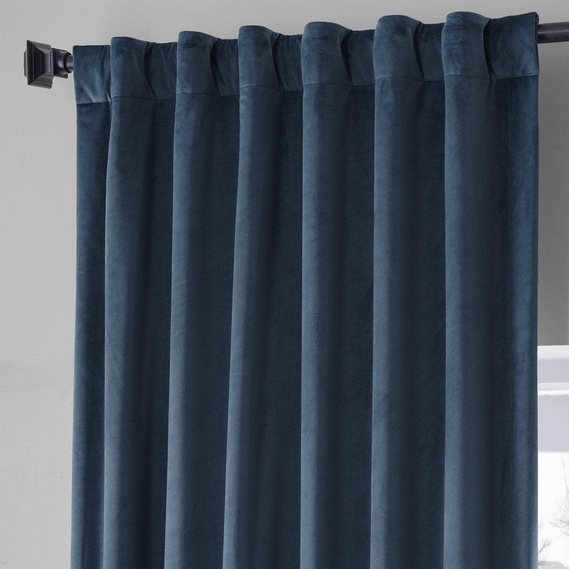 Varisty Blue Signature Plush Velvet Hotel Blackout Curtain