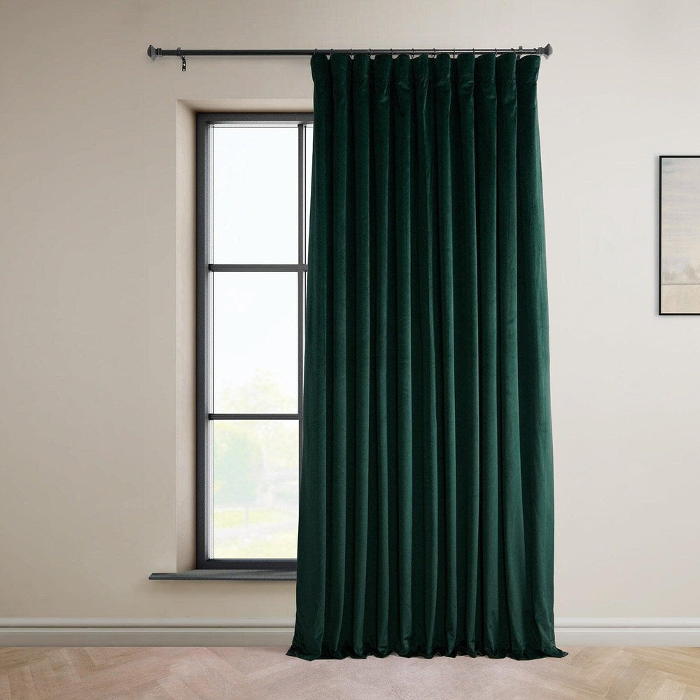 Spirit Green Extra Wide Signature Plush Velvet Hotel Blackout Curtain