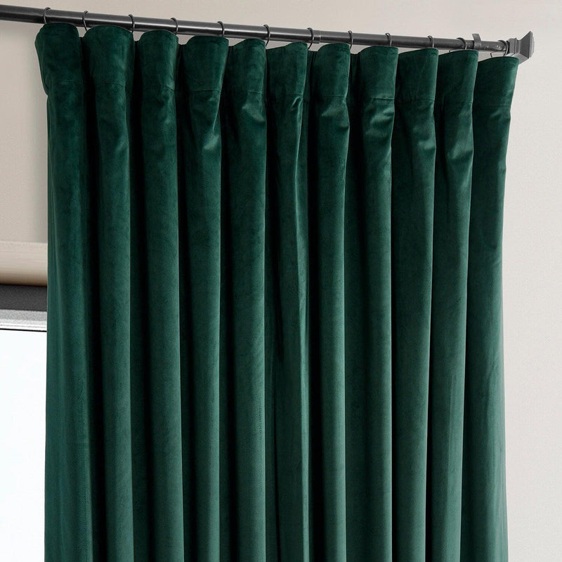 Spirit Green Extra Wide Signature Plush Velvet Hotel Blackout Curtain