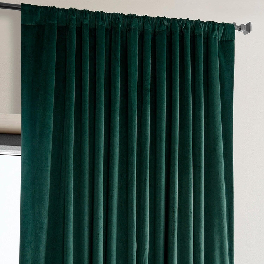 Spirit Green Extra Wide Signature Plush Velvet Hotel Blackout Curtain