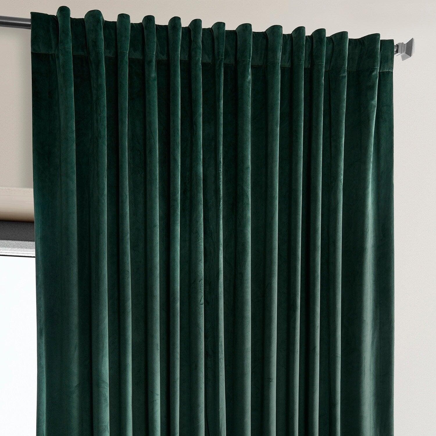 Spirit Green Extra Wide Signature Plush Velvet Hotel Blackout Curtain