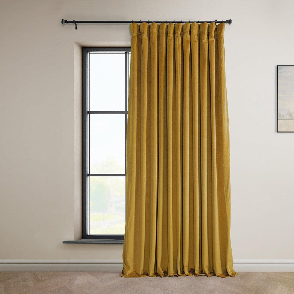 Sophomore Gold Extra Wide Signature Plush Velvet Hotel Blackout Curtain