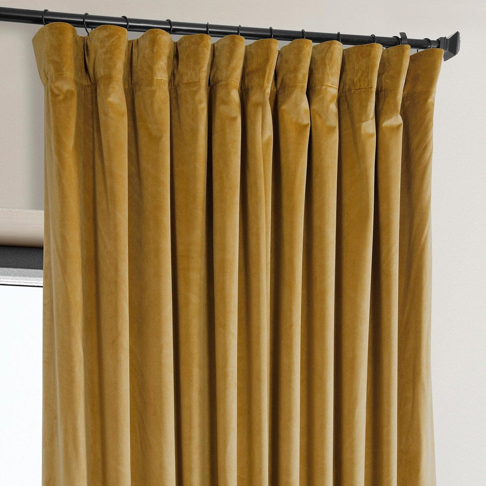 Sophomore Gold Extra Wide Signature Plush Velvet Hotel Blackout Curtain