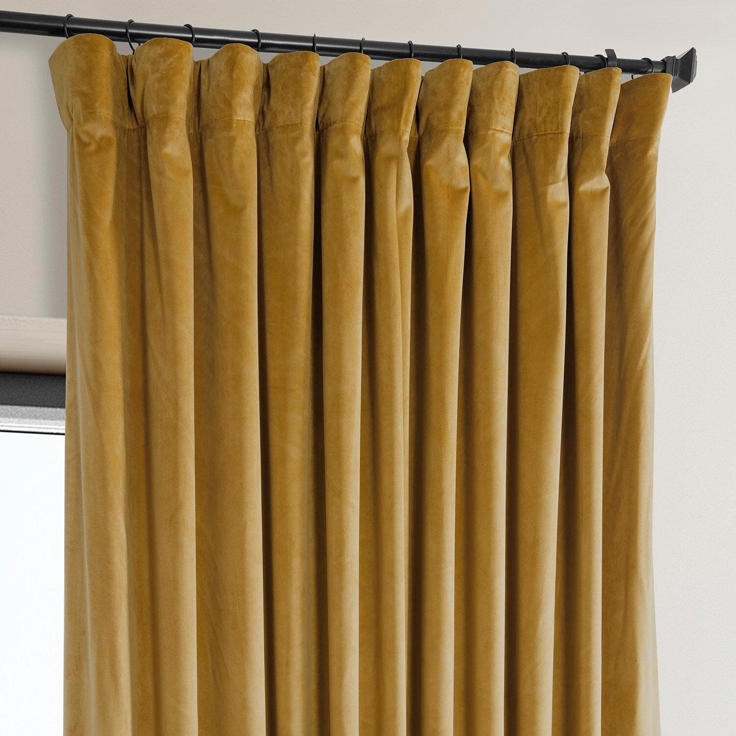 Sophomore Gold Extra Wide Signature Plush Velvet Hotel Blackout Curtain