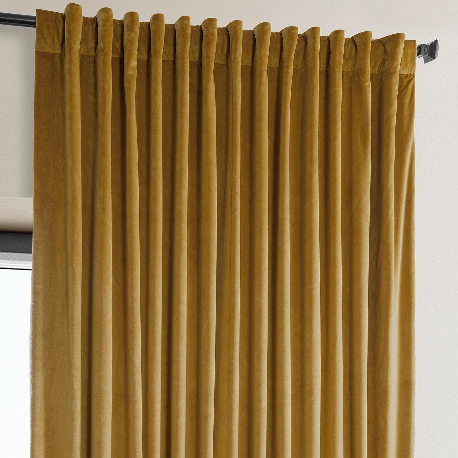 Sophomore Gold Extra Wide Signature Plush Velvet Hotel Blackout Curtain