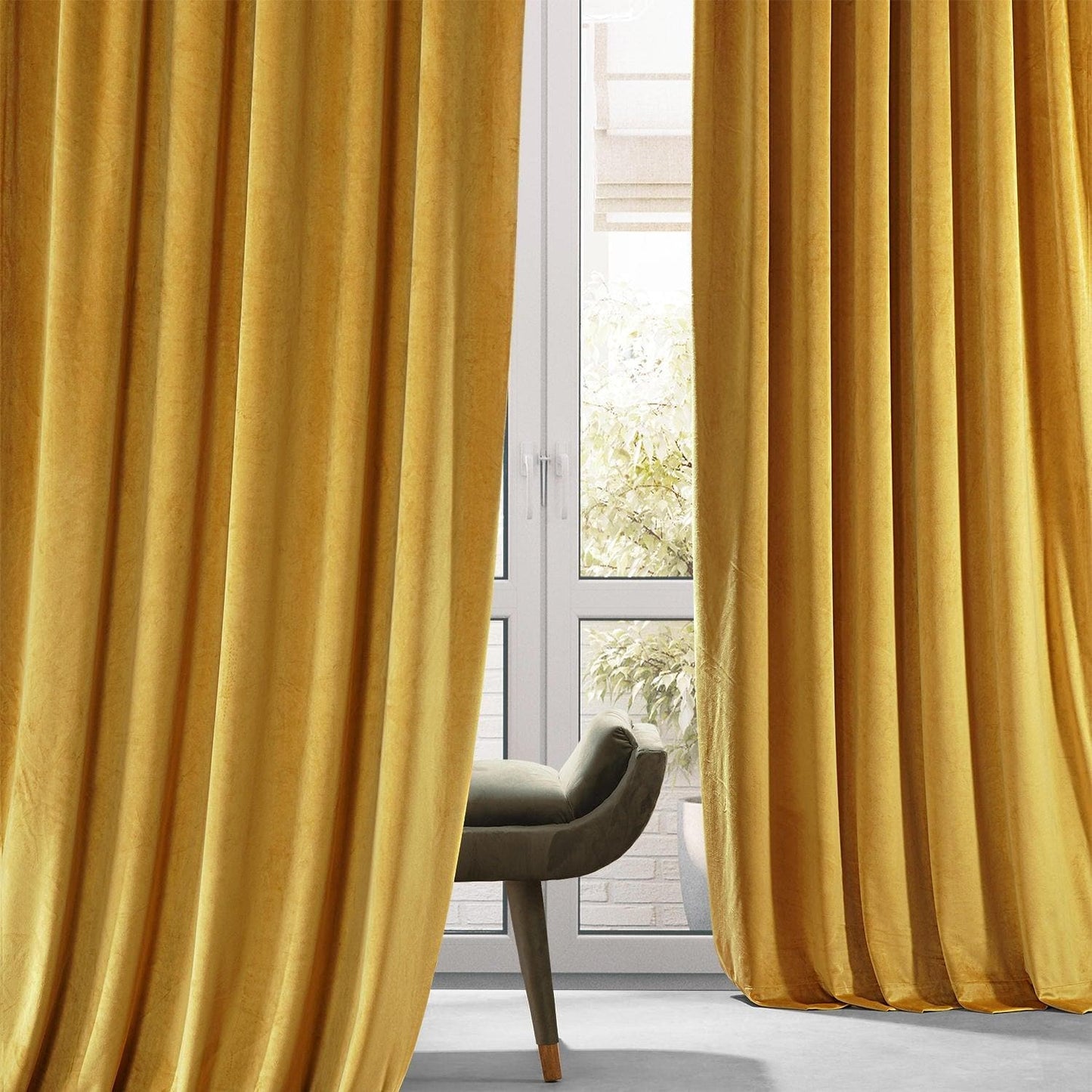 Sophmore Gold Signature Plush Velvet Hotel Blackout Curtain