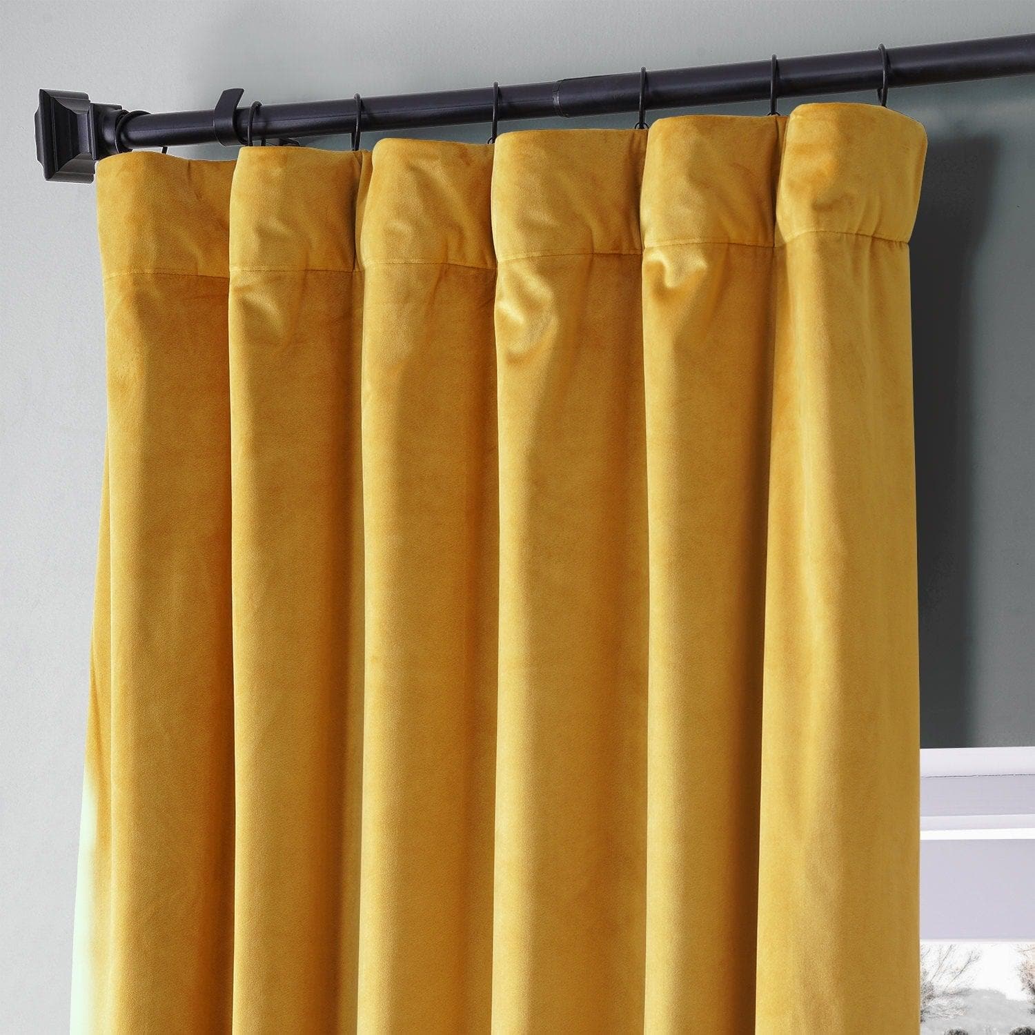 Sophmore Gold Signature Plush Velvet Hotel Blackout Curtain