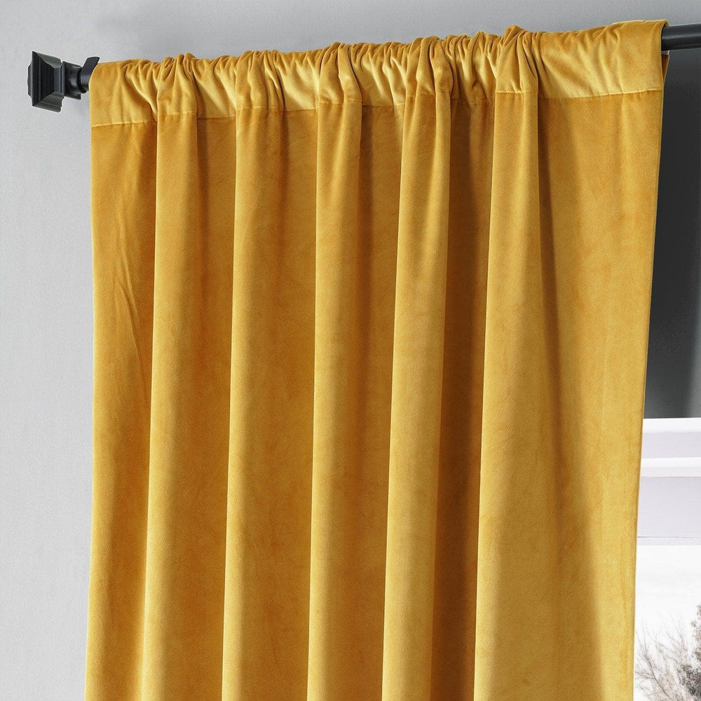 Sophmore Gold Signature Plush Velvet Hotel Blackout Curtain
