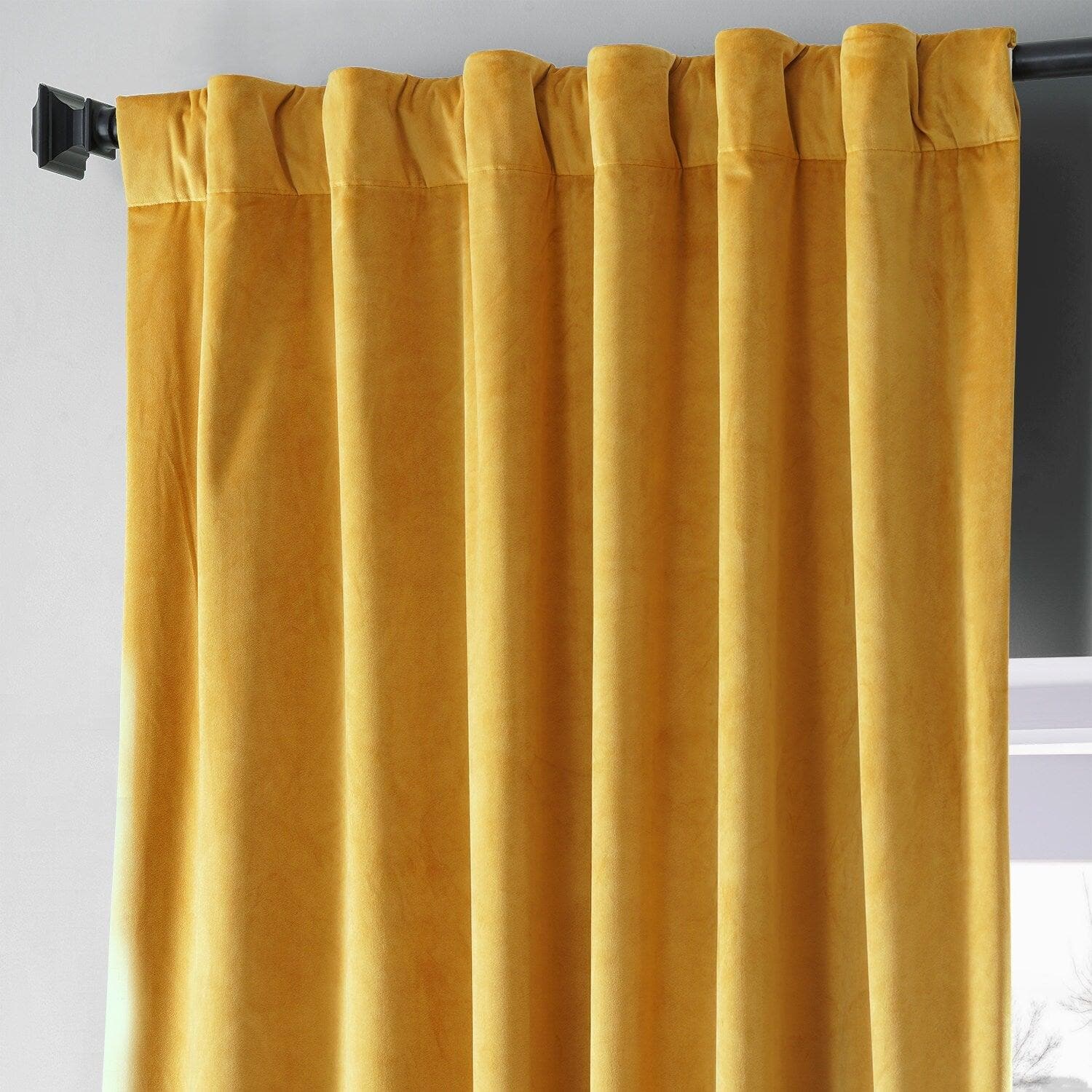 Sophmore Gold Signature Plush Velvet Hotel Blackout Curtain