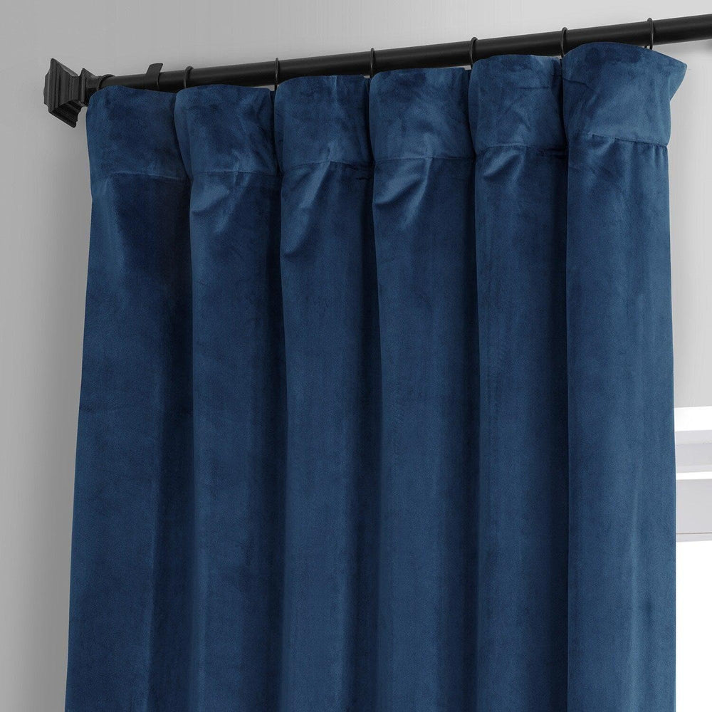 Dreamland Blue Signature Plush Velvet Hotel Blackout Curtain