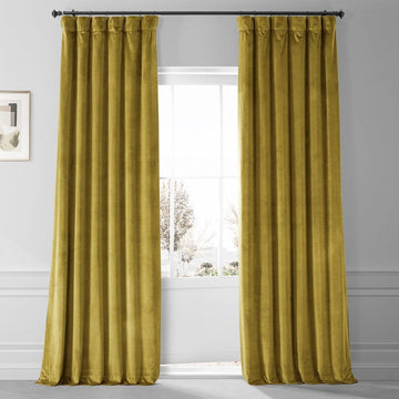 Babylonia Green Signature Plush Velvet Hotel Blackout Curtain