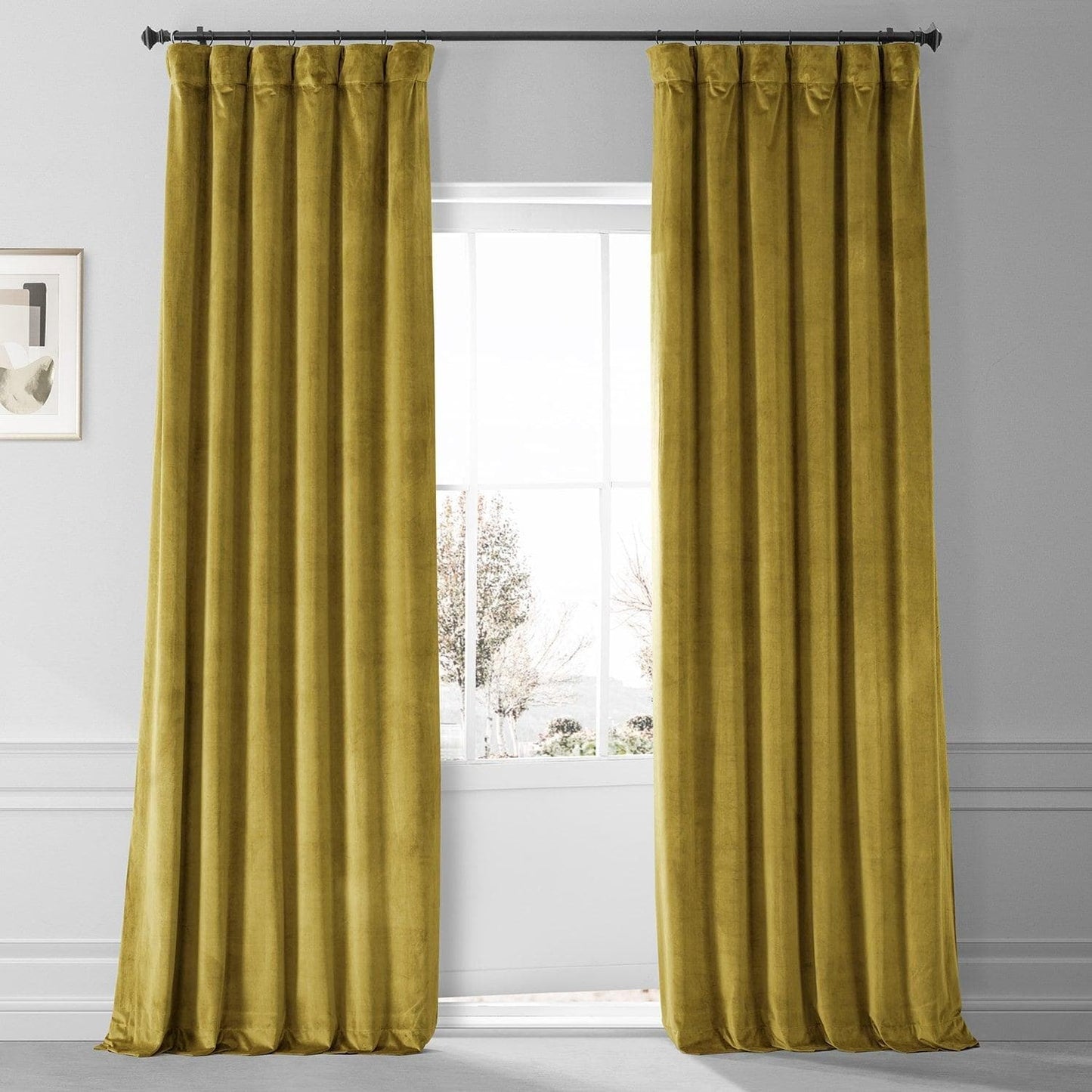 Babylonia Green Signature Plush Velvet Hotel Blackout Curtain - HalfPriceDrapes.com