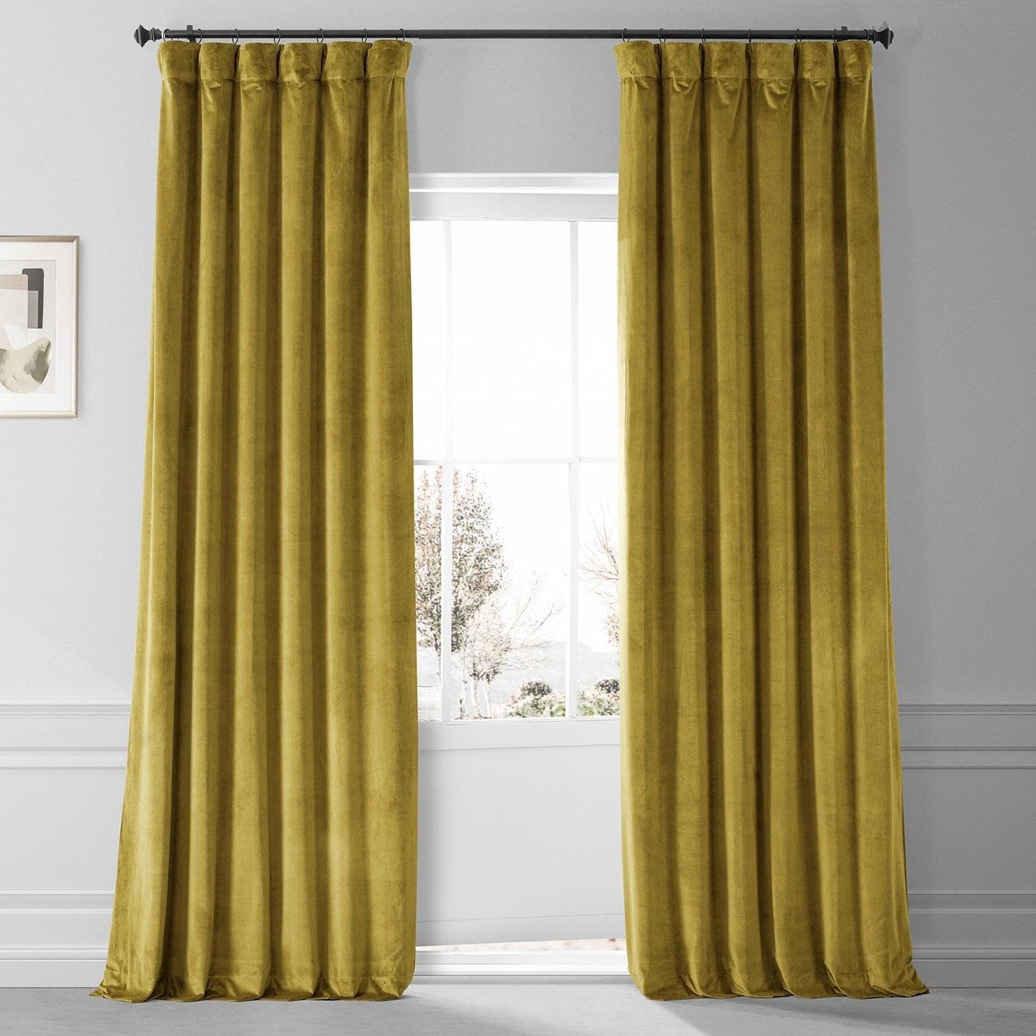 Babylonia Green Signature Plush Velvet Hotel Blackout Curtain - HalfPriceDrapes.com