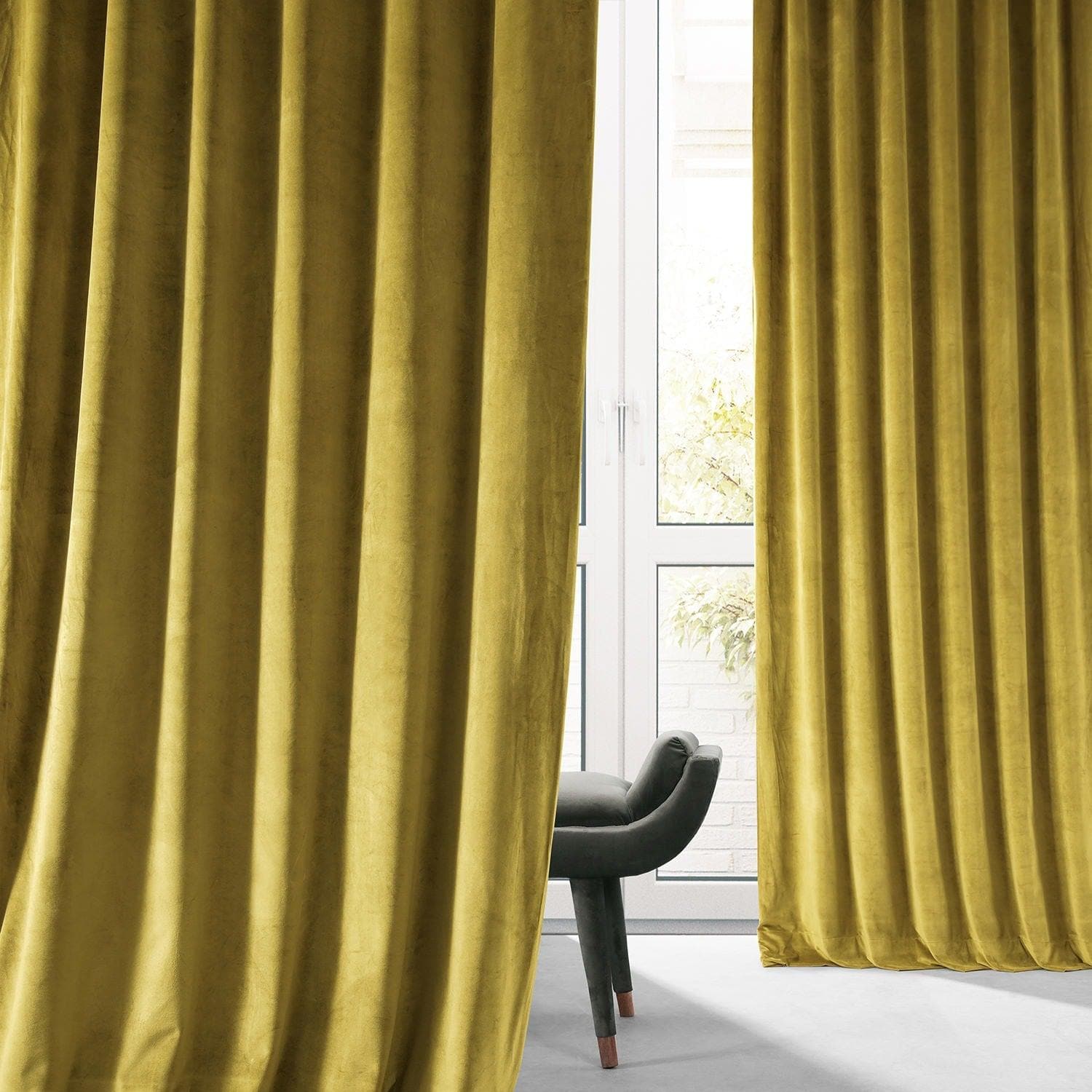 Babylonia Green Signature Plush Velvet Hotel Blackout Curtain - HalfPriceDrapes.com
