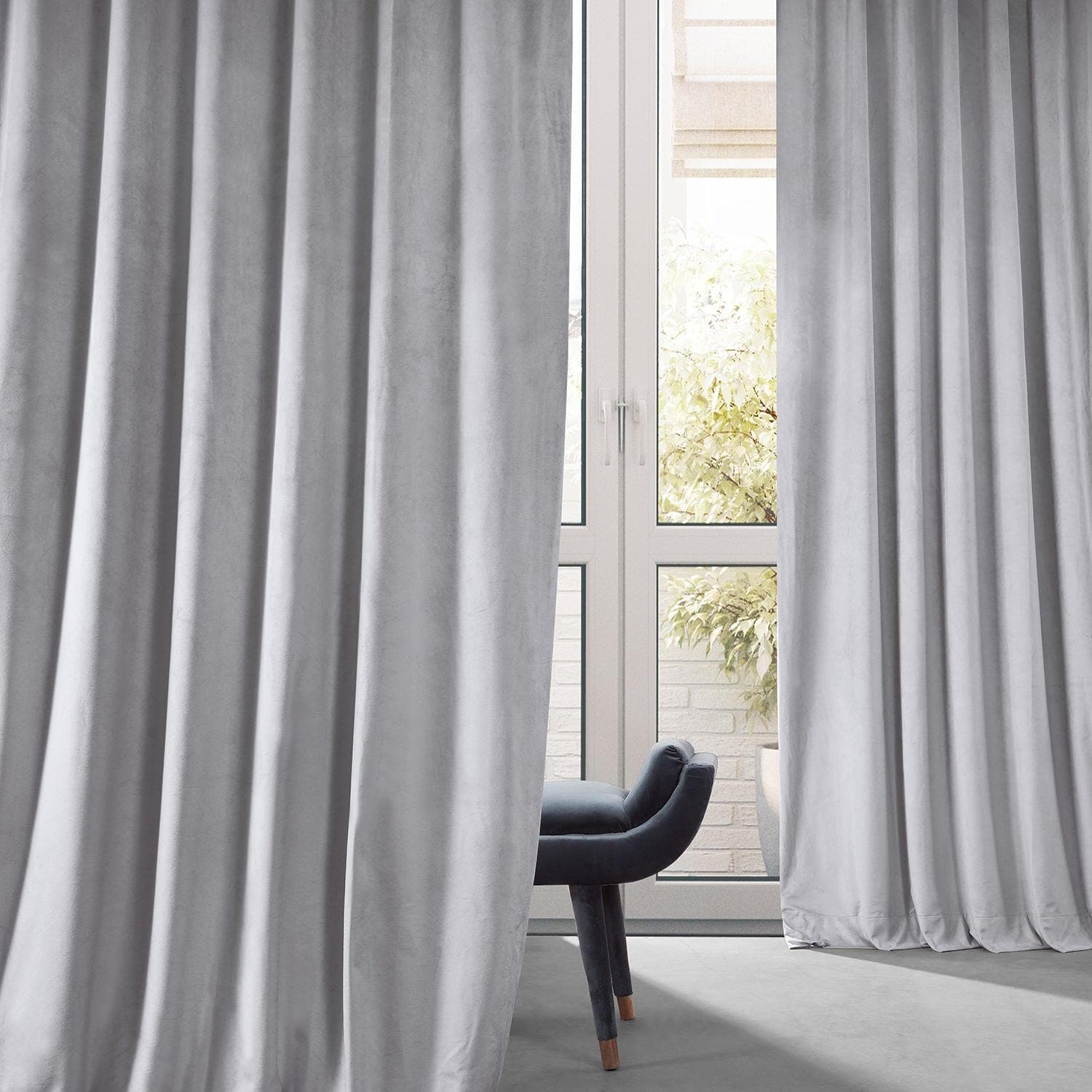 Concrete Grey Signature Plush Velvet Hotel Blackout Curtain