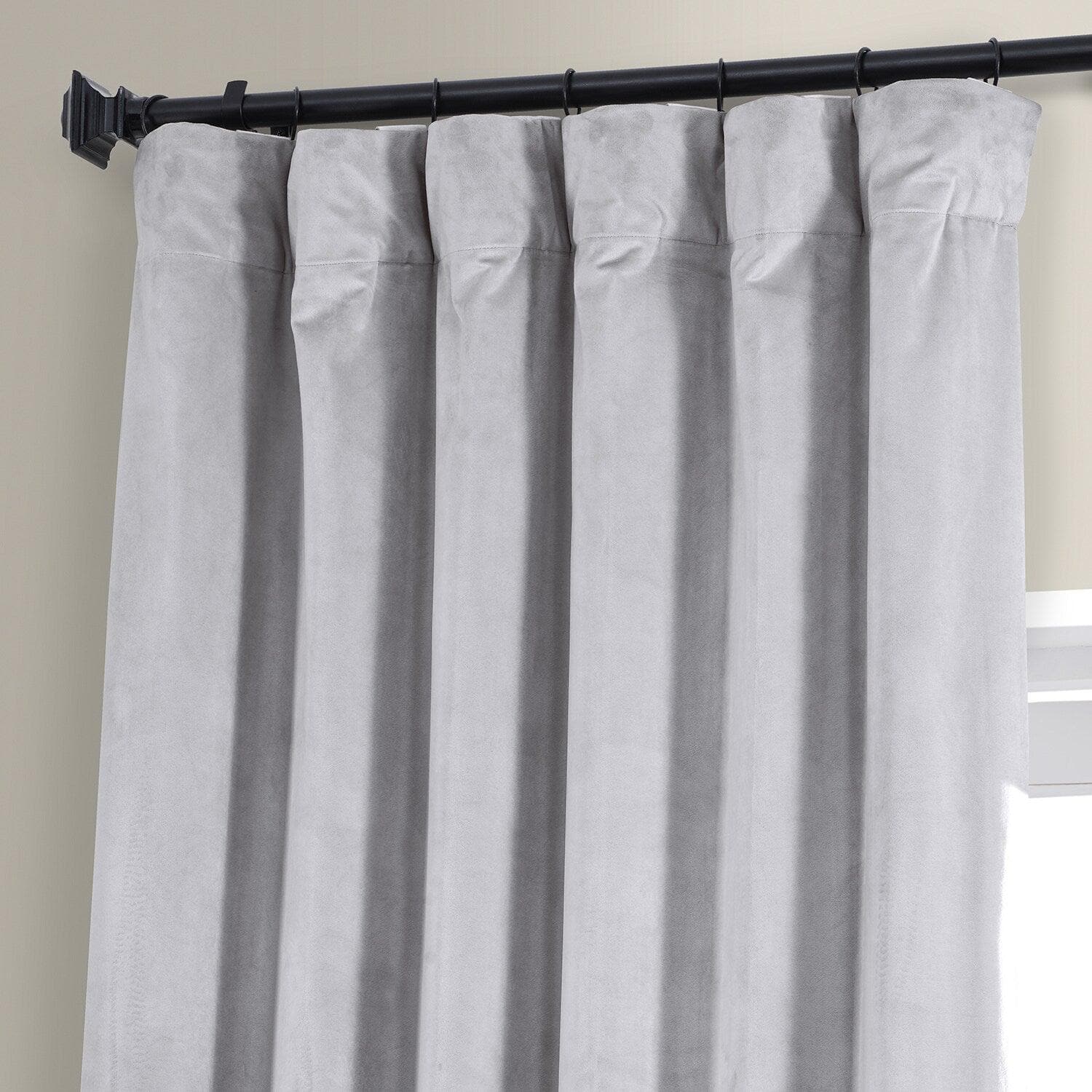 Concrete Grey Signature Plush Velvet Hotel Blackout Curtain