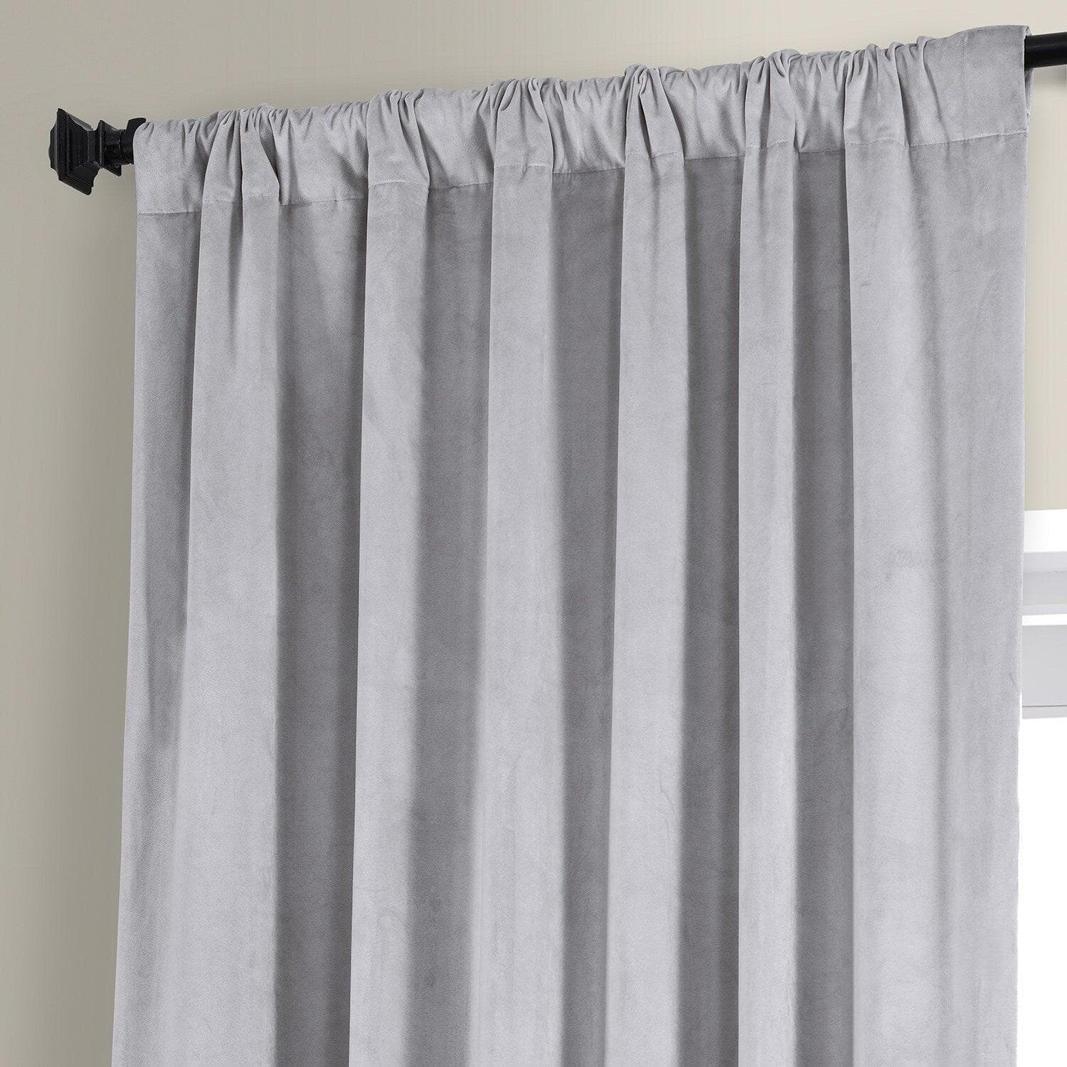 Concrete Grey Signature Plush Velvet Hotel Blackout Curtain