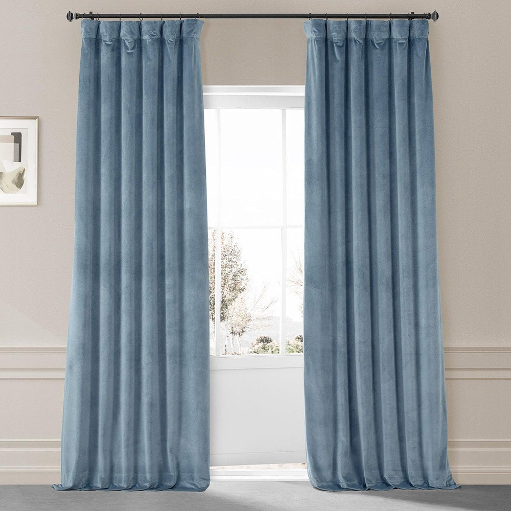 Copenhagen Blue Signature Plush Velvet Hotel Blackout Curtain - HalfPriceDrapes.com