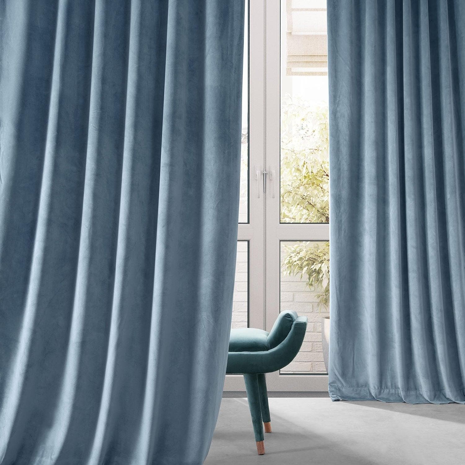 Copenhagen Blue Signature Plush Velvet Hotel Blackout Curtain - HalfPriceDrapes.com
