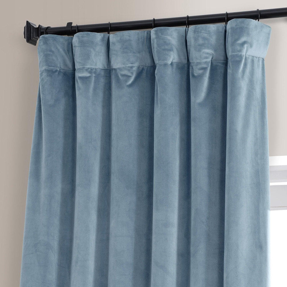 Copenhagen Blue Signature Plush Velvet Hotel Blackout Curtain - HalfPriceDrapes.com