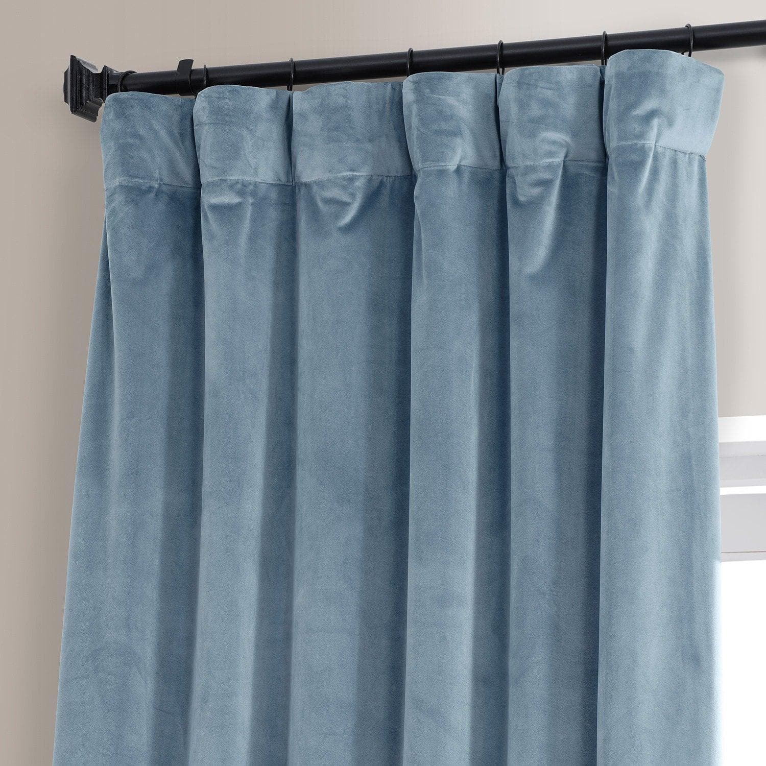 Copenhagen Blue Signature Plush Velvet Hotel Blackout Curtain - HalfPriceDrapes.com