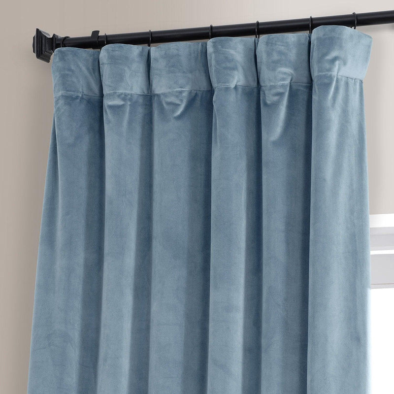 Copenhagen Blue Signature Plush Velvet Hotel Blackout Curtain - HalfPriceDrapes.com