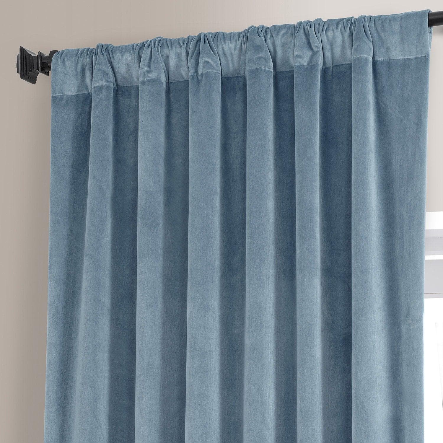 Copenhagen Blue Signature Plush Velvet Hotel Blackout Curtain - HalfPriceDrapes.com