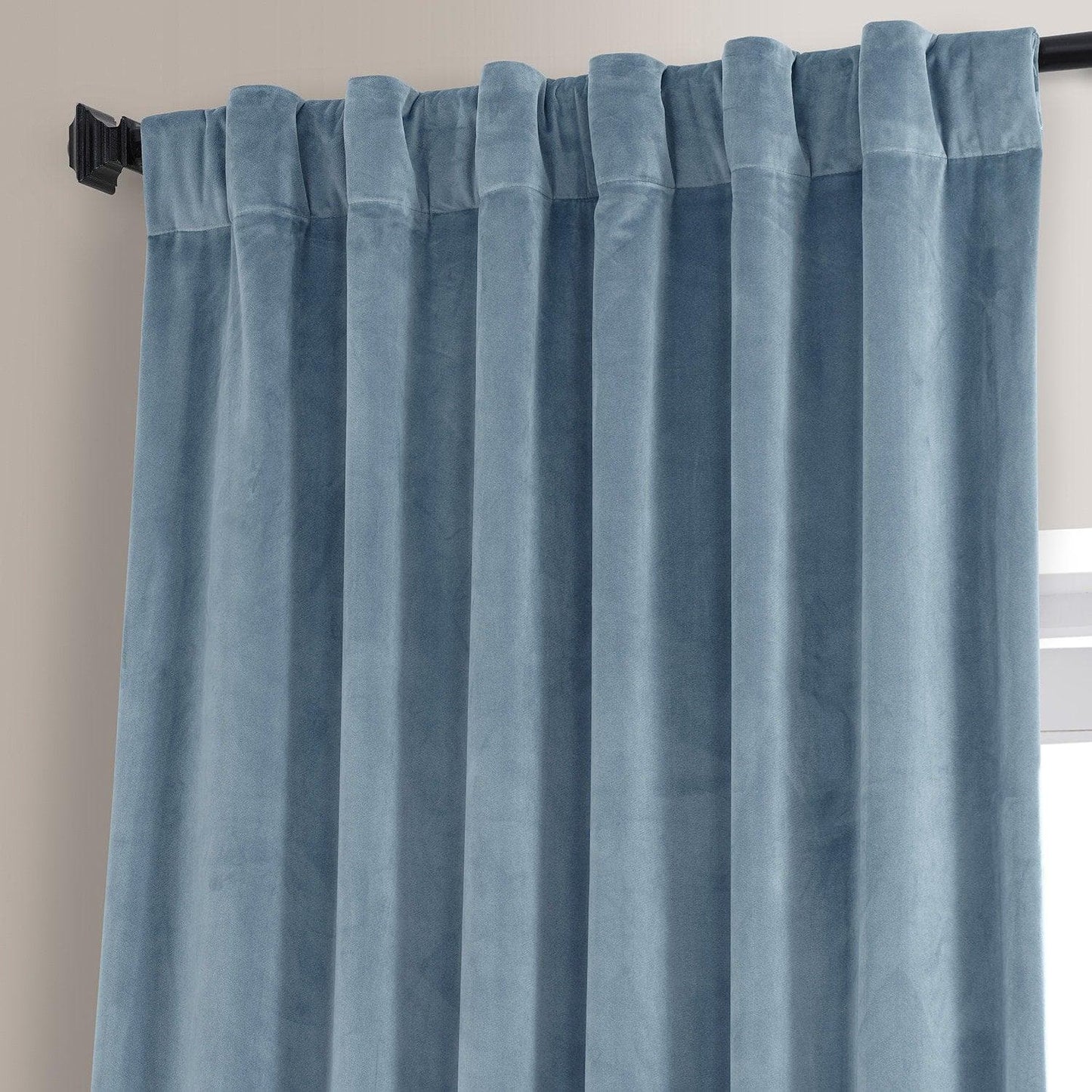 Copenhagen Blue Signature Plush Velvet Hotel Blackout Curtain - HalfPriceDrapes.com