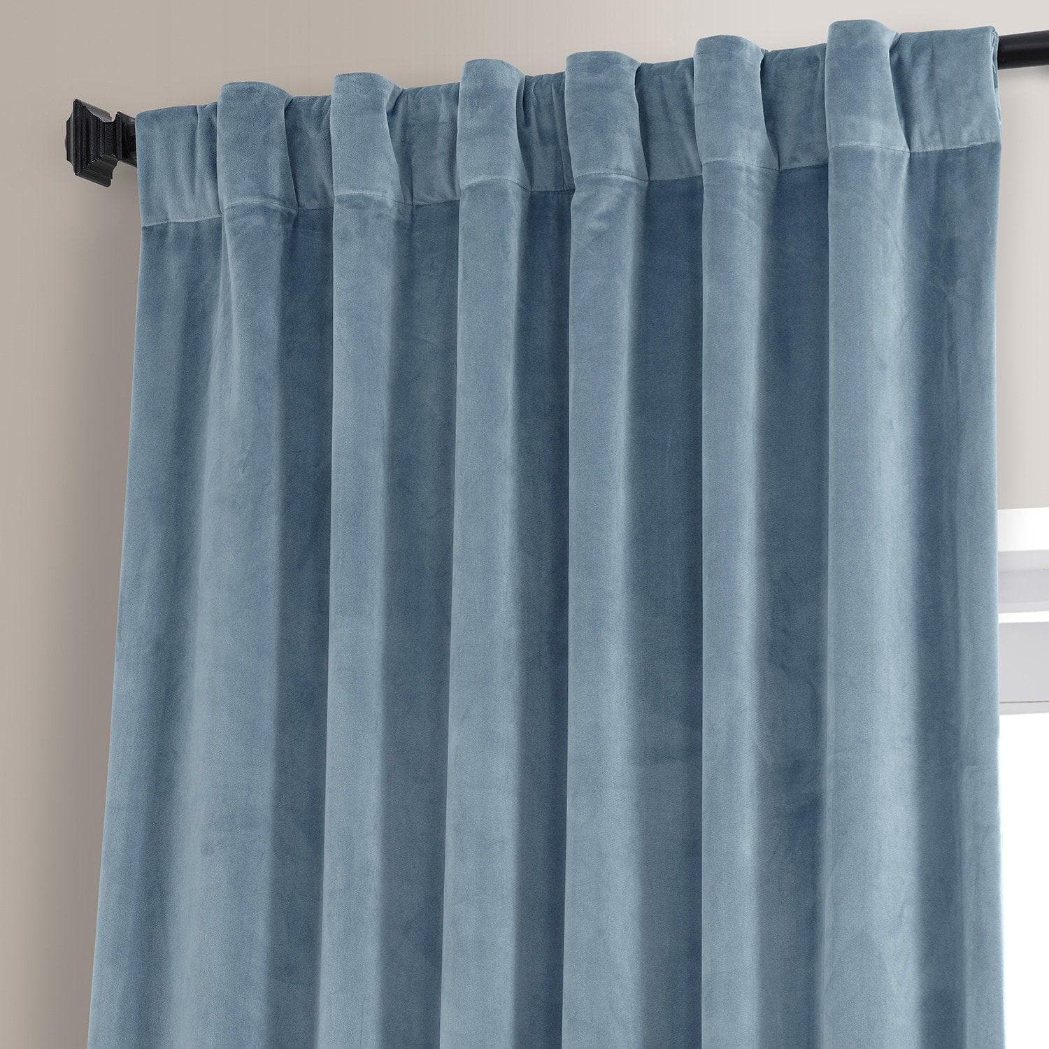 Copenhagen Blue Signature Plush Velvet Hotel Blackout Curtain - HalfPriceDrapes.com