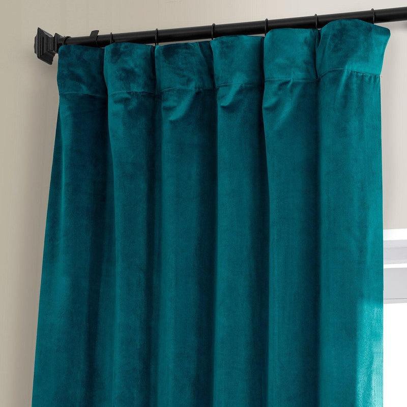 Sea Garden Teal Signature Plush Velvet Hotel Blackout Curtain