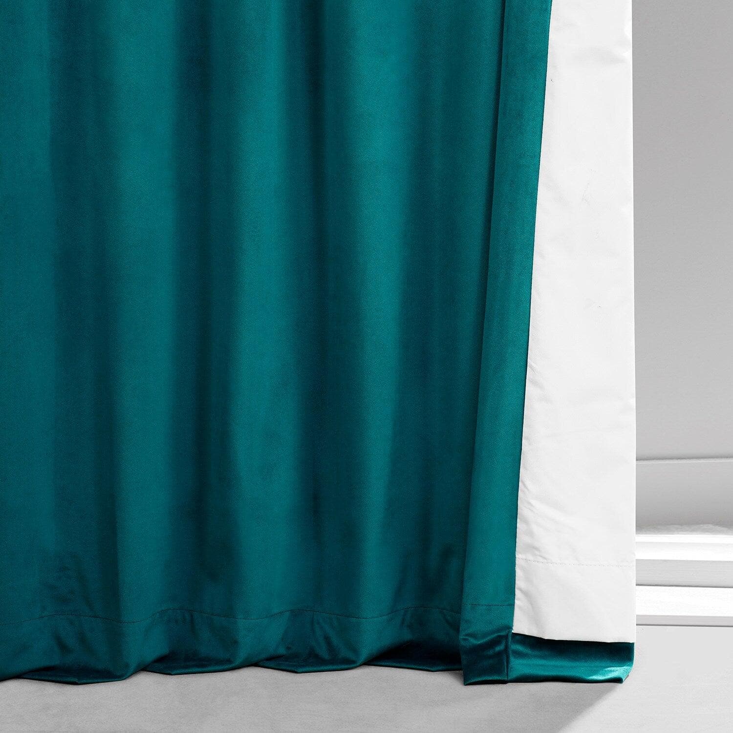 Sea Garden Teal Signature Plush Velvet Hotel Blackout Curtain